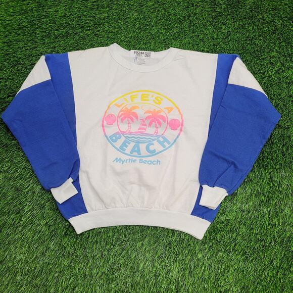 Vintage Myrtle Beach Sweatshirt Women M/L 20x20 Crop Boxy USA - Picture 1 of 11